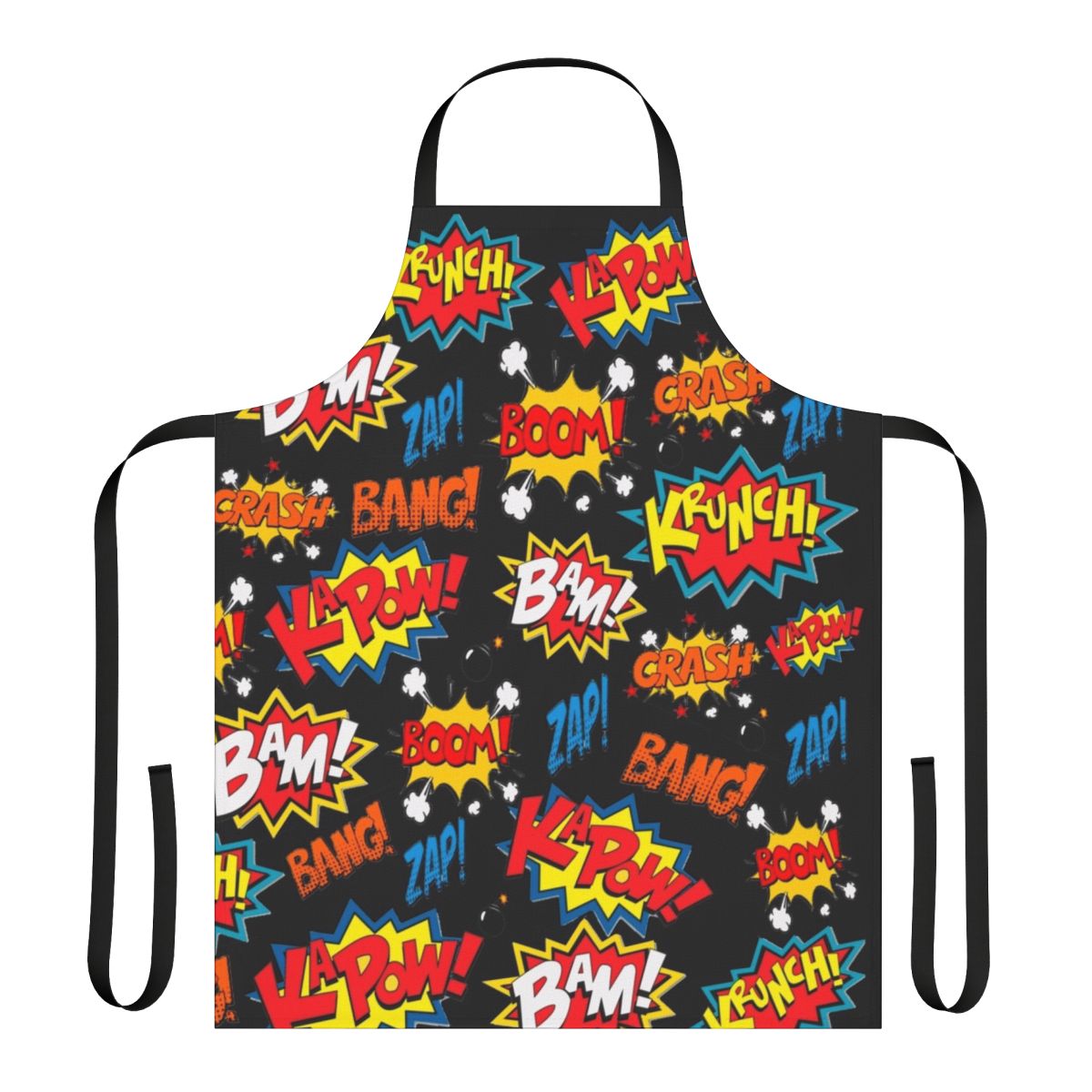 Vibrant apron featuring a comic book inspired explosion design.