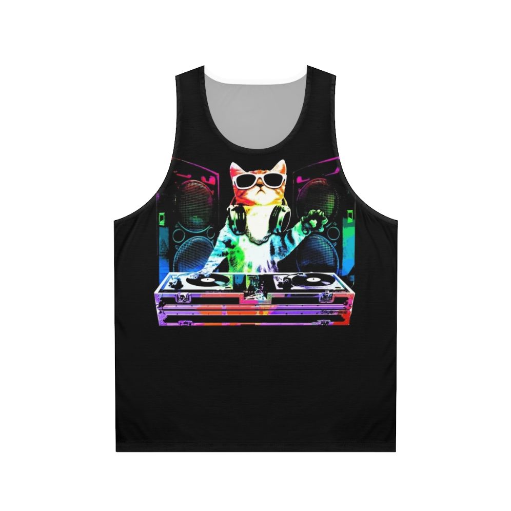 Colorful DJ Cat Unisex Tank Top
