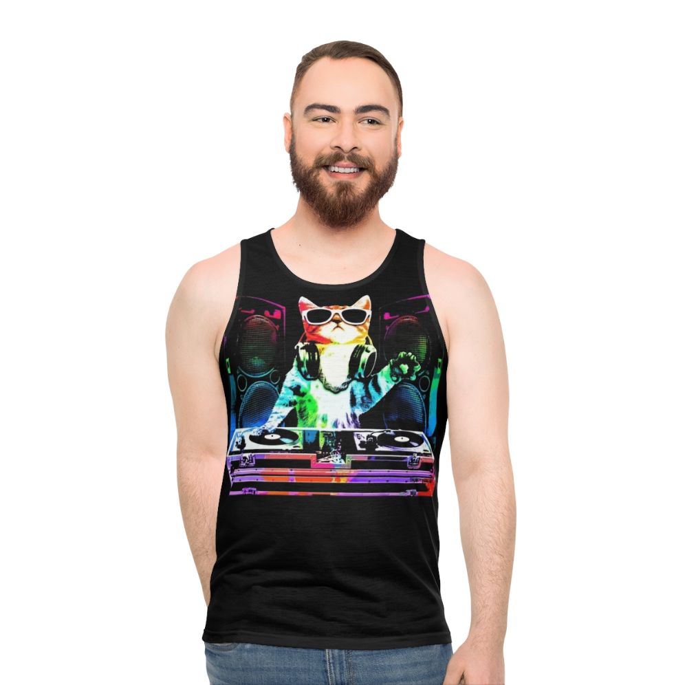 Colorful DJ Cat Unisex Tank Top