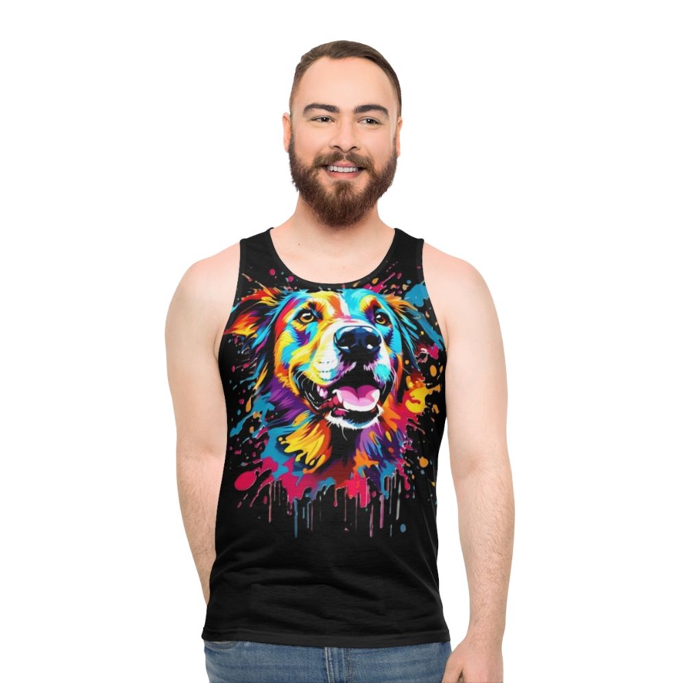 Colorful dog splash design unisex tank top