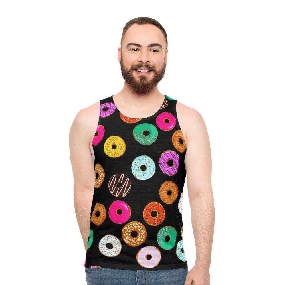 Colorful donut pattern unisex tank top