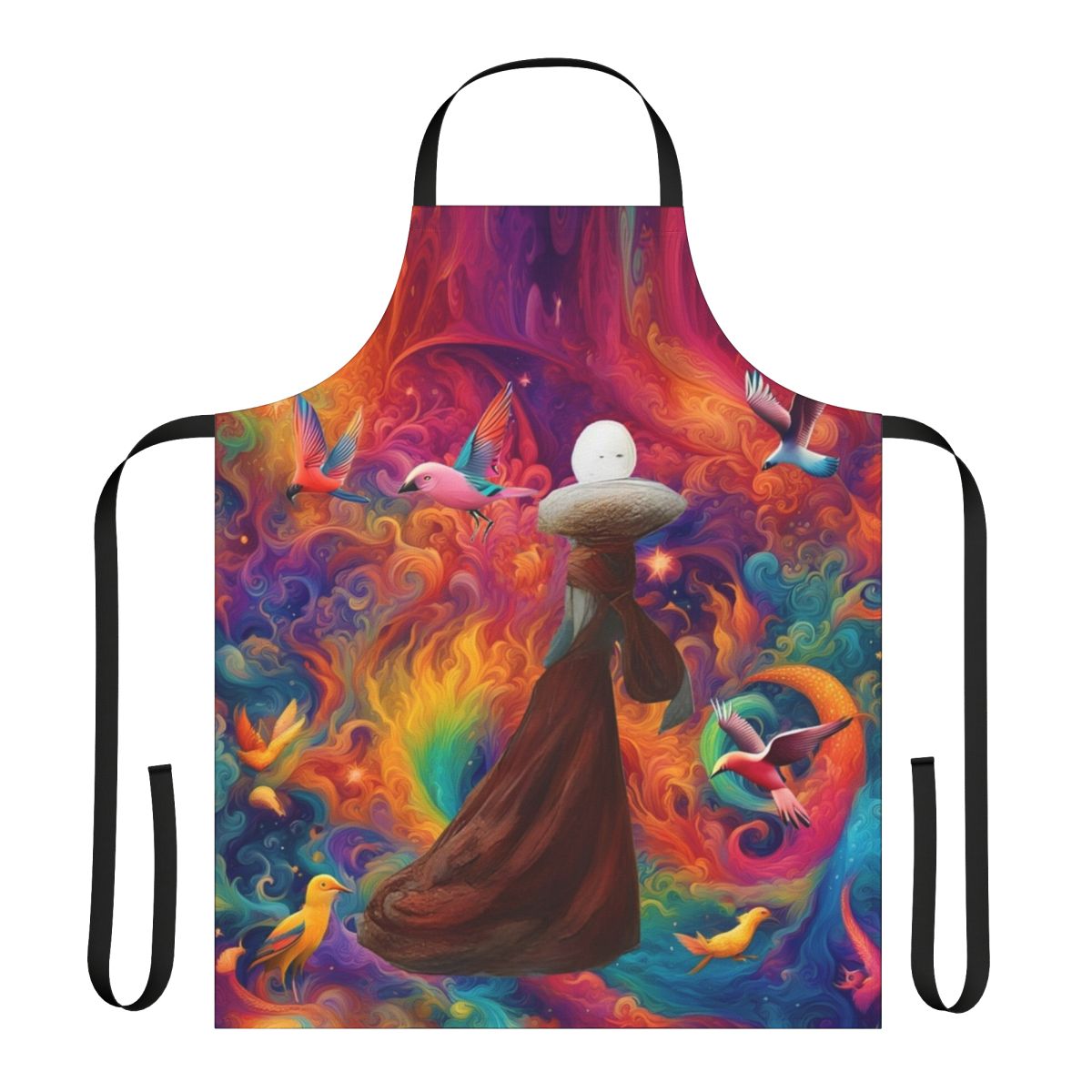 Colorful dreamscape apron with a vintage, retro fantasy design