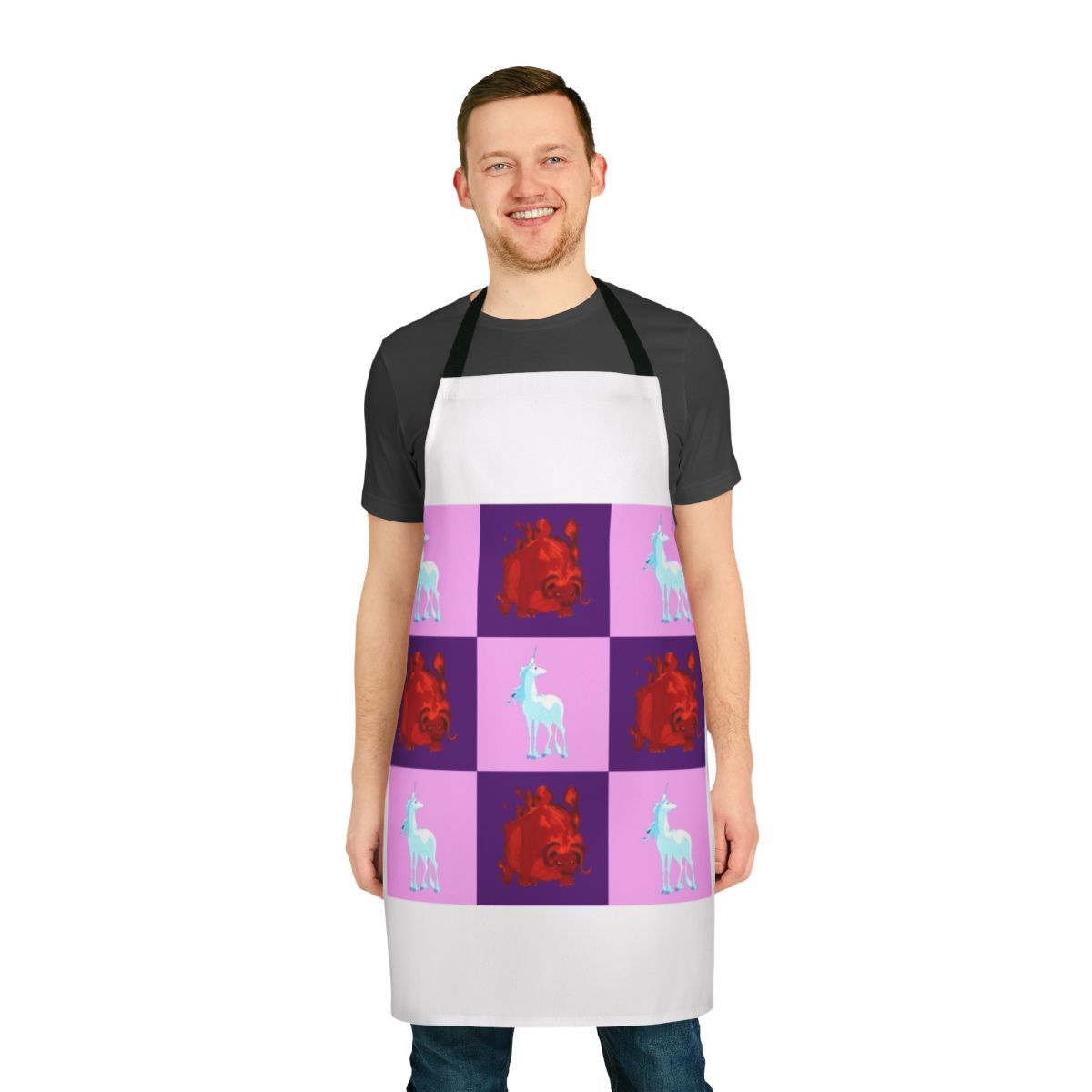 Colorful fantasy unicorn apron with whimsical design