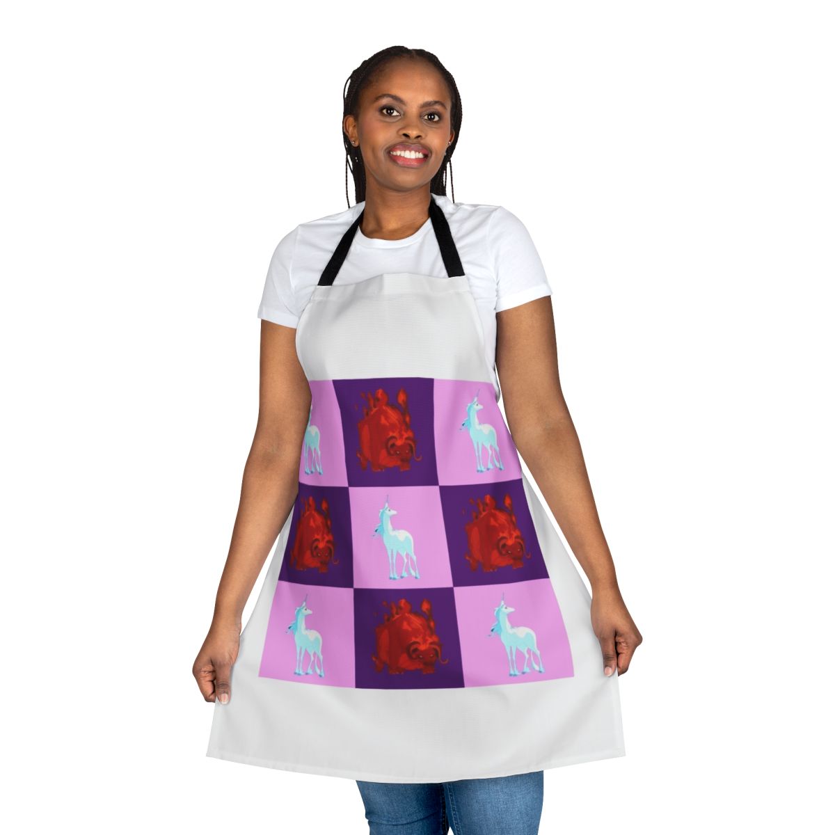 Colorful fantasy unicorn apron with whimsical design