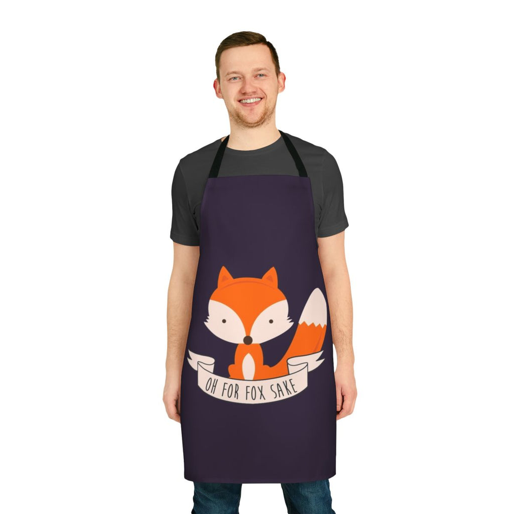 Colorful apron featuring a punny fox design