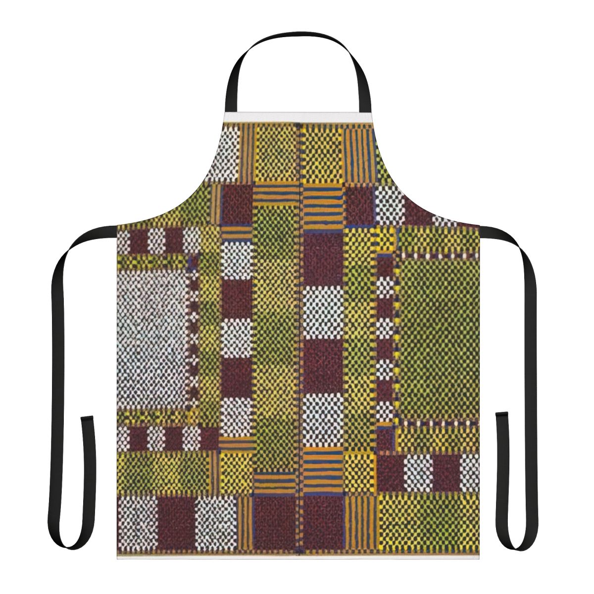 Colorful abstract apron with geometric patterns and maritime themes, inspired by the artwork of Alfred Jensen.
