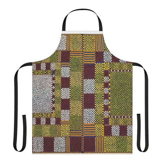 Colorful abstract apron with geometric patterns and maritime themes, inspired by the artwork of Alfred Jensen.