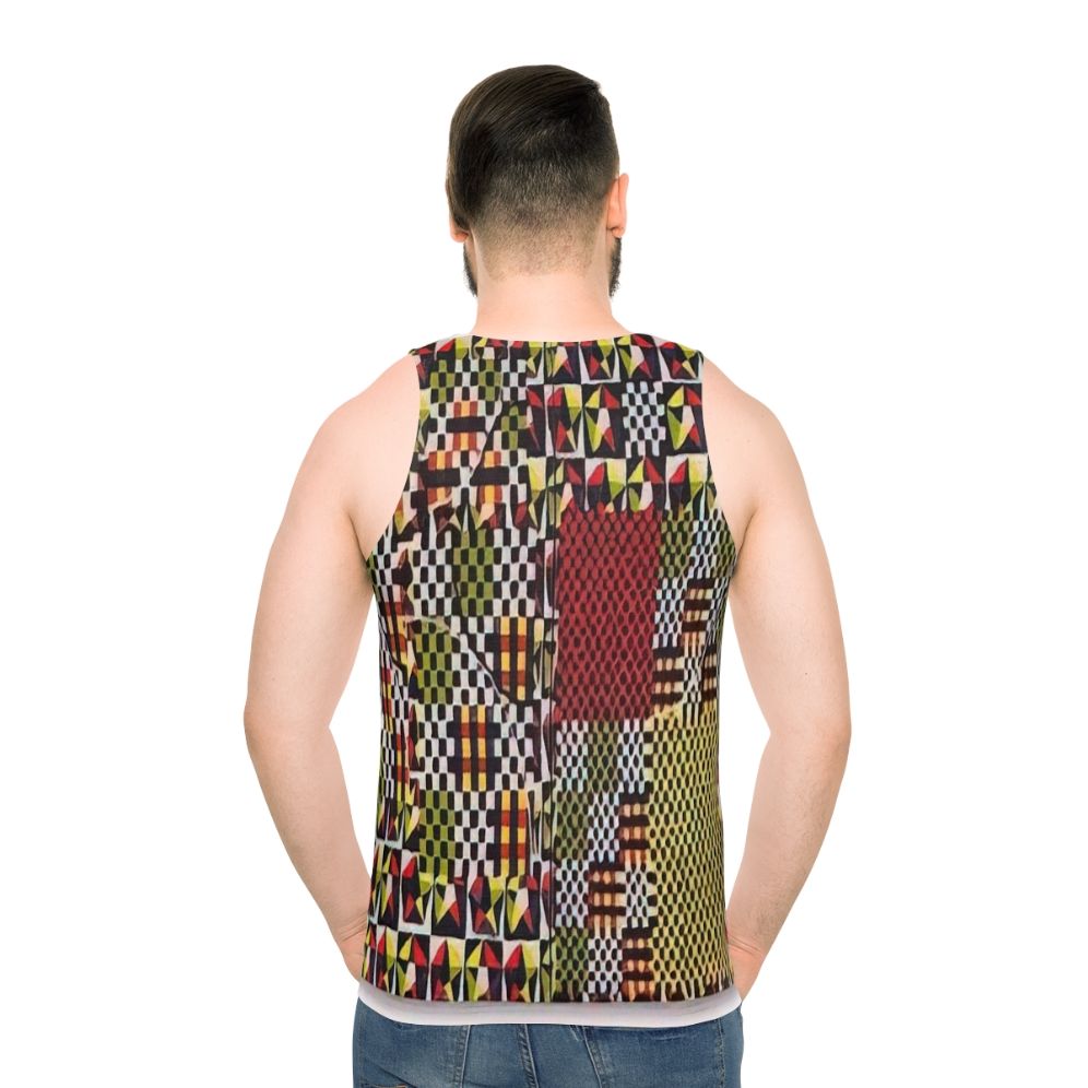Colorful geometric abstract art tank top with spiritual and nautical design