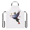 Vibrant abstract watercolor painting of a gryphon silhouette on an apron.