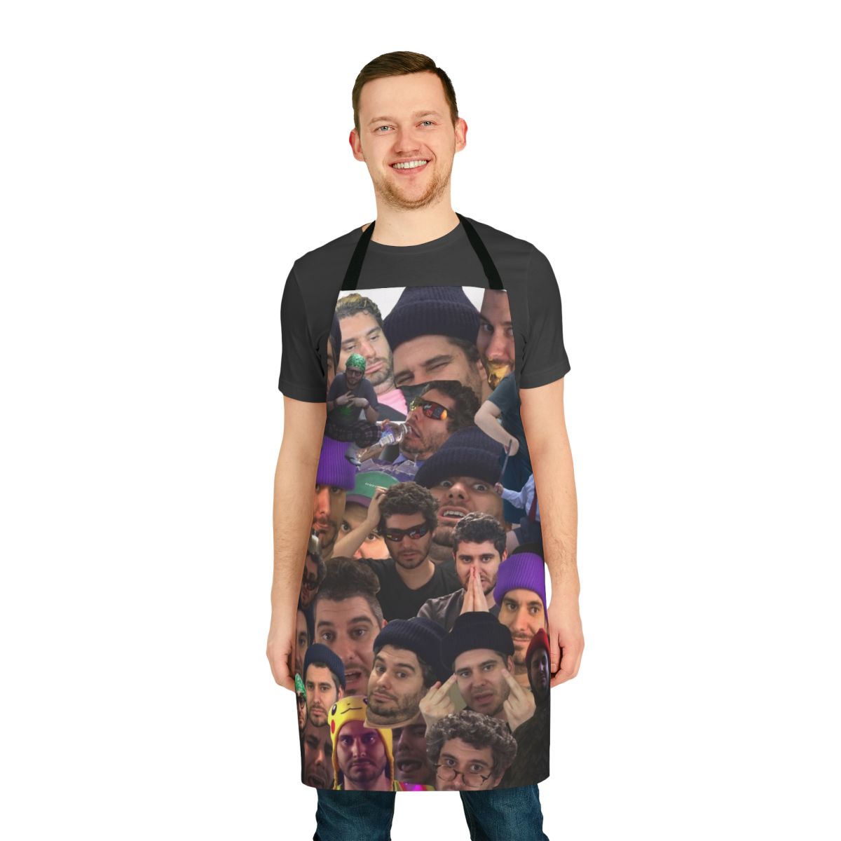 Colorful collage design featuring elements from the H3H3 Productions YouTube channel on a high-quality apron.