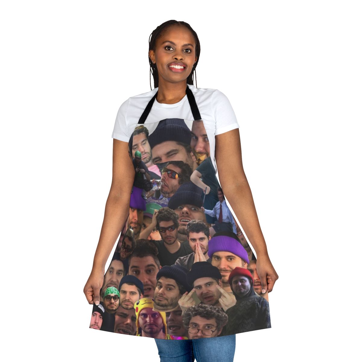 Colorful collage design featuring elements from the H3H3 Productions YouTube channel on a high-quality apron.