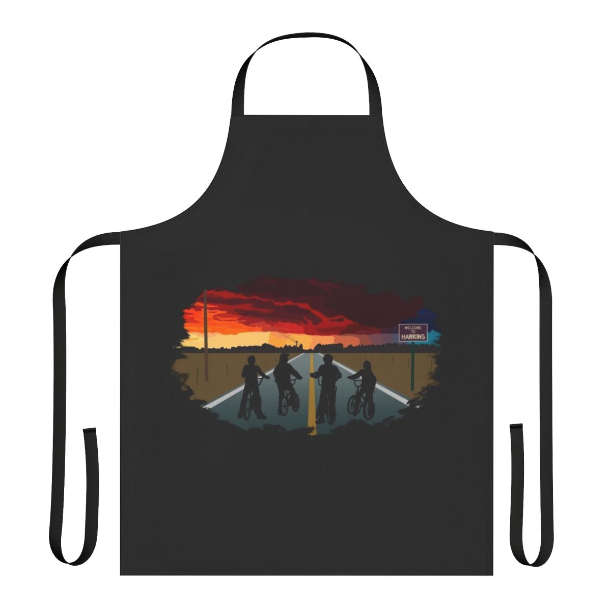 Stranger Things-inspired apron with colorful Hawkins design