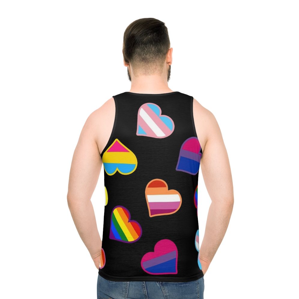 Colorful hearts and pride flags unisex tank top