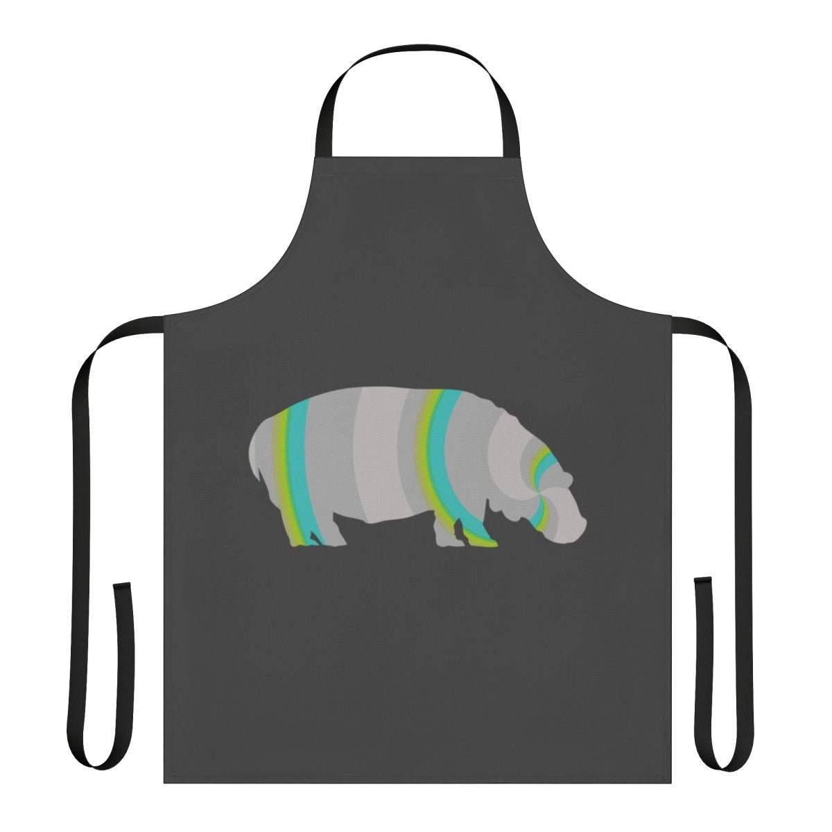 Colorful abstract art of a hippo, a legendary animal, on an apron