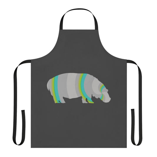 Colorful abstract art of a hippo, a legendary animal, on an apron