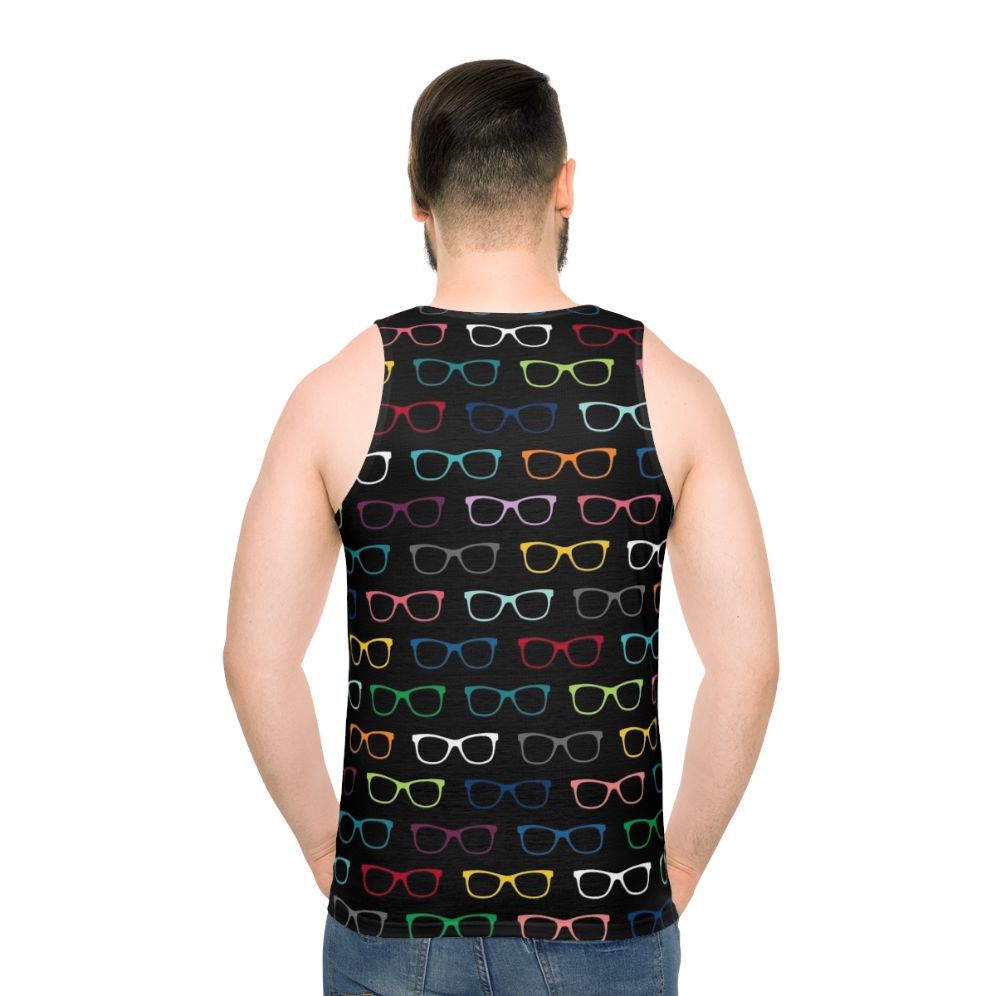 Colorful hipster eyeglasses print unisex tank top