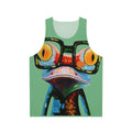 Colorful hipster frog wearing nerd glasses printed on a unisex tank top