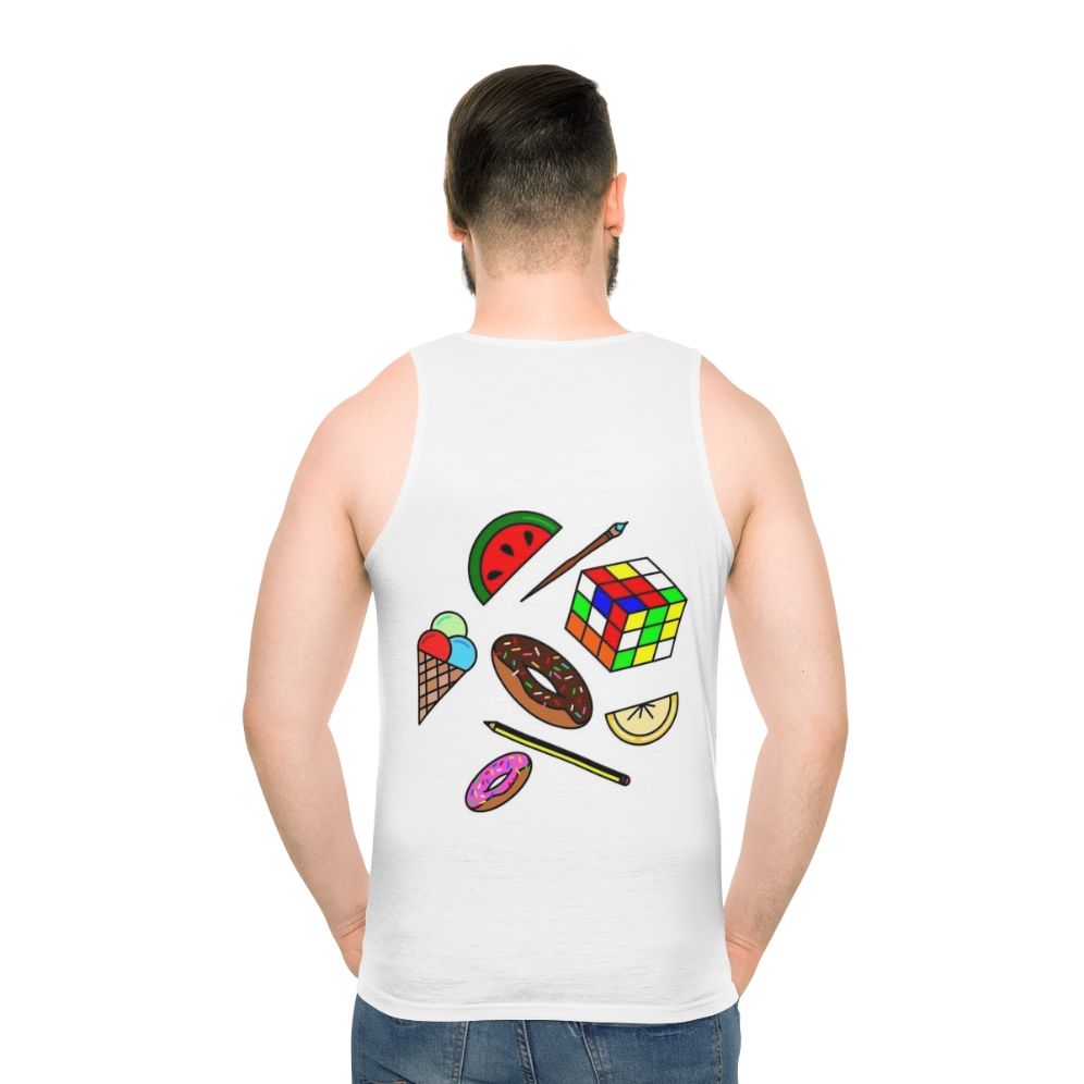 Colorful hobbies and food unisex tank top