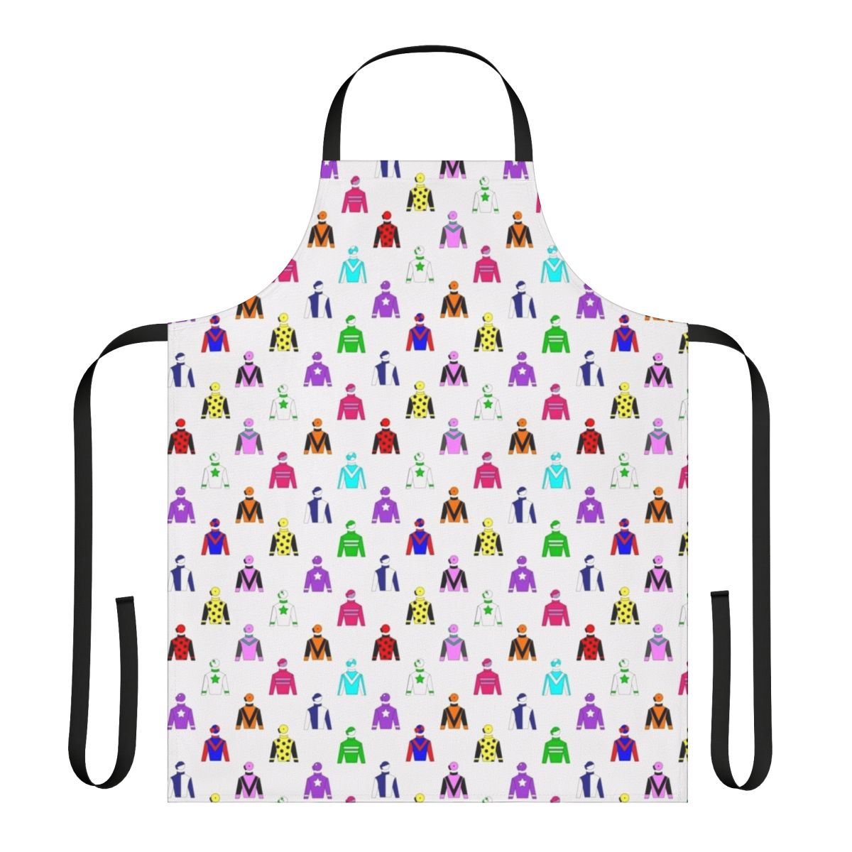Vibrant horse racing jockey silks pattern printed on a high-quality apron