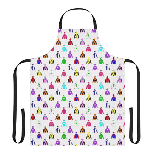 Vibrant horse racing jockey silks pattern printed on a high-quality apron