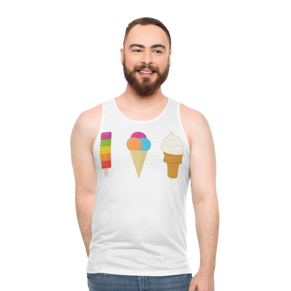 Vibrant ice cream graphic unisex tank top