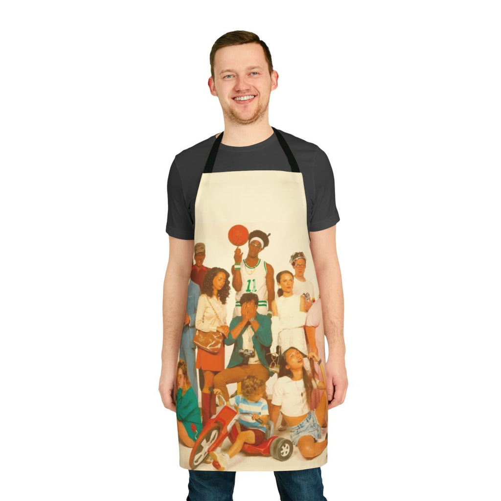Colorful apron featuring the album artwork for Glass Animals' "How to Be a Human Being"