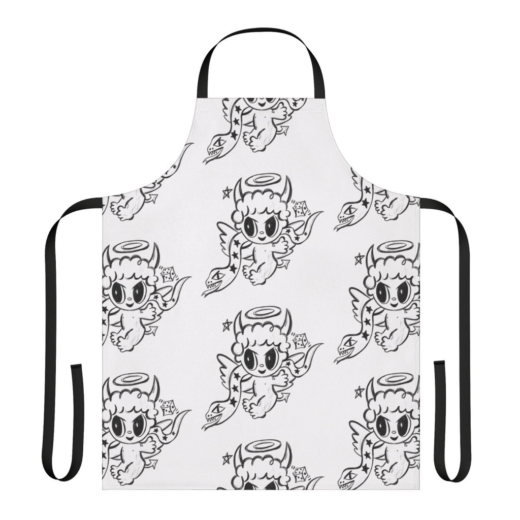 Karol G Inspired Apron with Monochrome Devil Angel Illustration