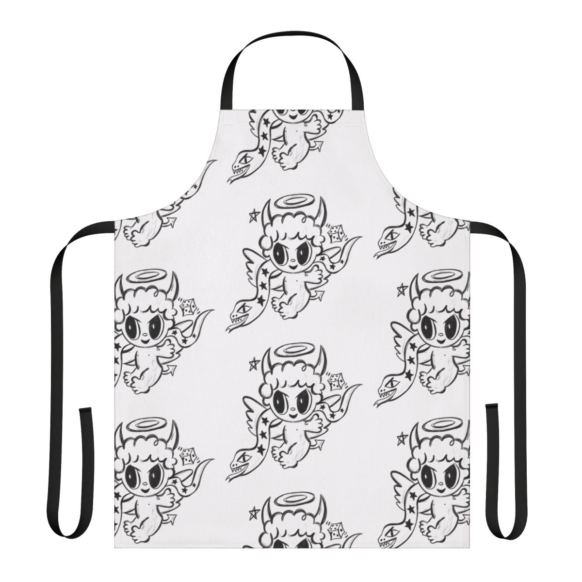 Karol G Inspired Apron with Monochrome Devil Angel Illustration