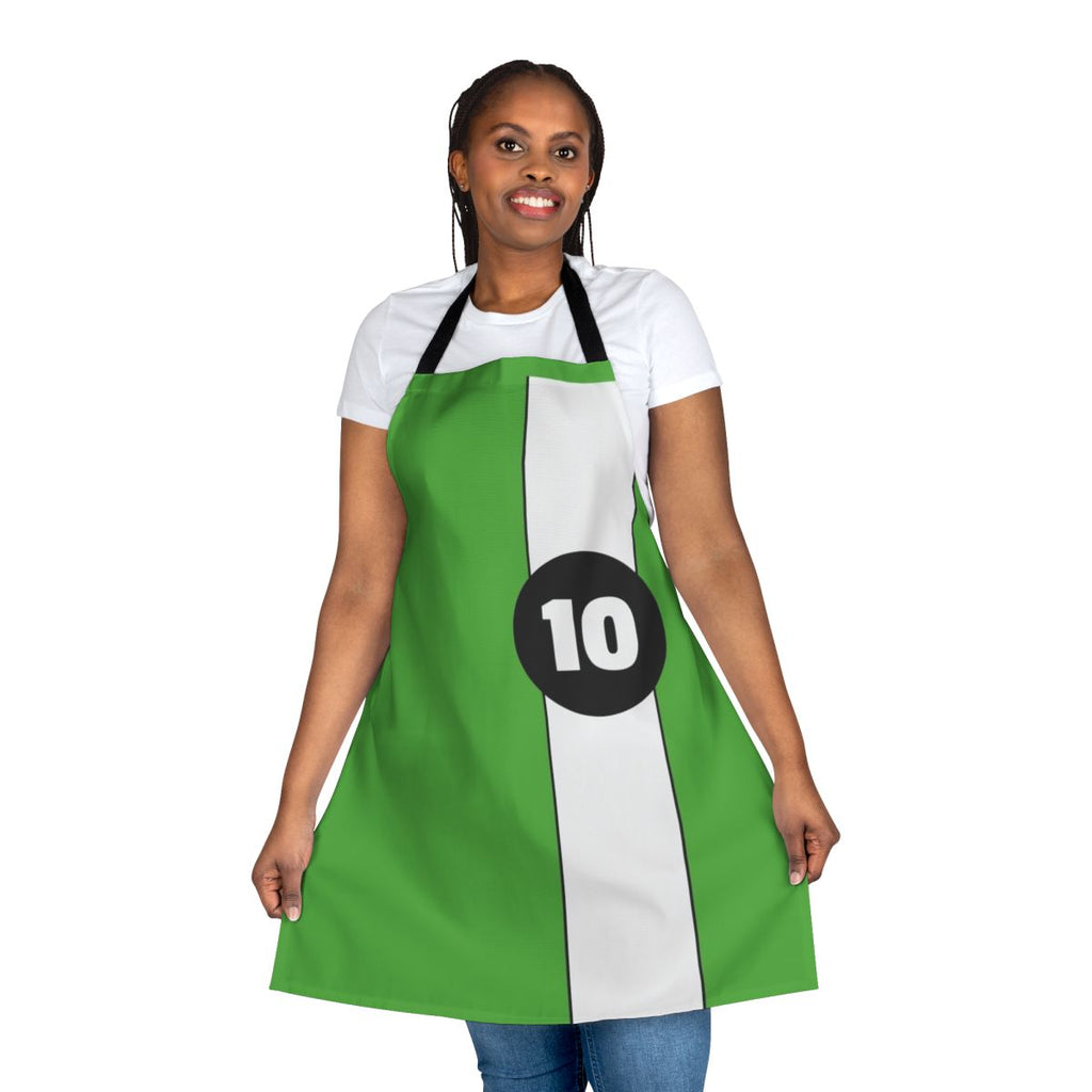 Vibrant apron with Ben 10 cartoon characters, perfect for children's cooking and craft activities.