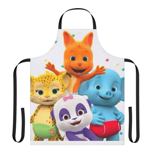 A colorful apron featuring characters from the educational kids' TV show Word Party