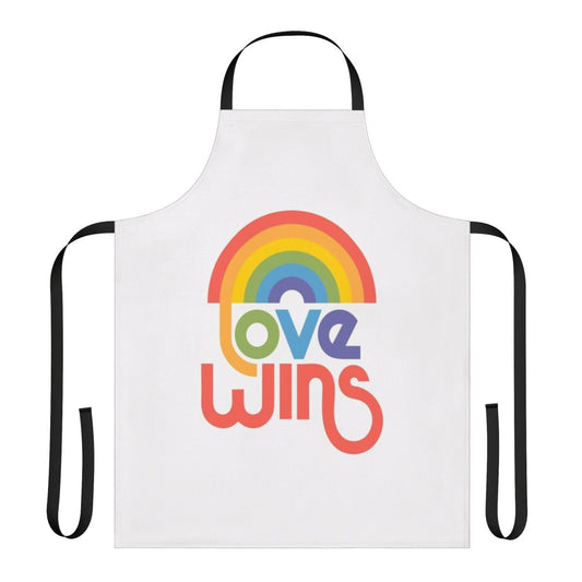 Colorful LGBTQ+ pride apron with a rainbow design