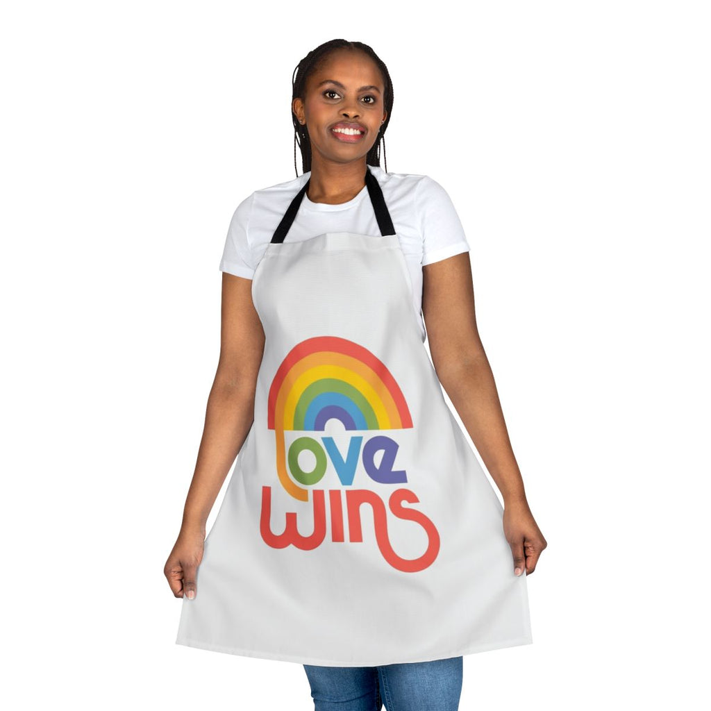 Colorful LGBTQ+ pride apron with a rainbow design