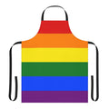 Colorful LGBTQ+ pride flag design on an adjustable kitchen apron