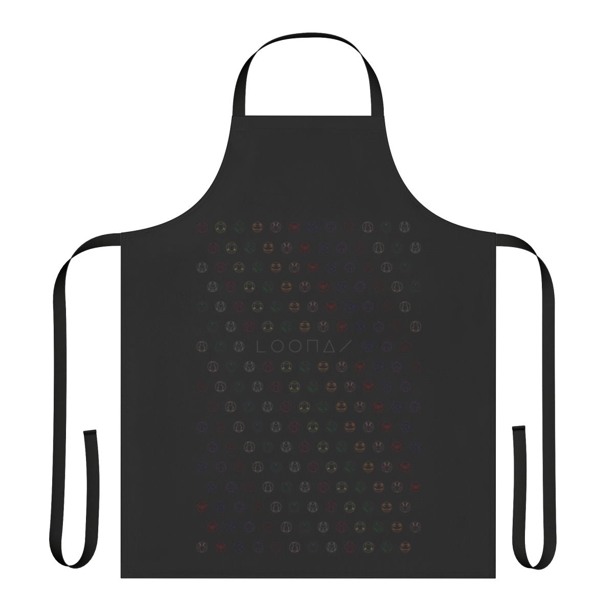 Loona-inspired apron featuring a rainbow design and animal symbols representing the members of the popular K-pop girl group.