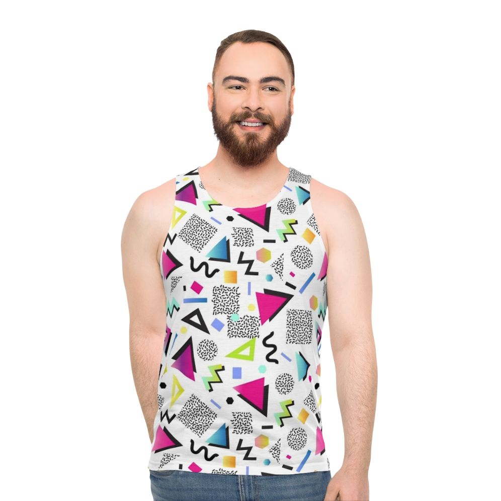 Colorful Memphis-style unisex tank top