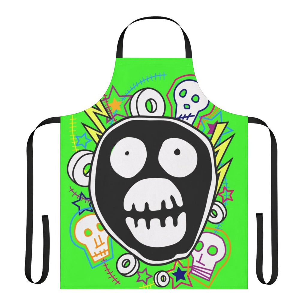 Vibrant apron featuring the iconic Mighty Boosh logo design