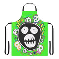 Vibrant apron featuring the iconic Mighty Boosh logo design