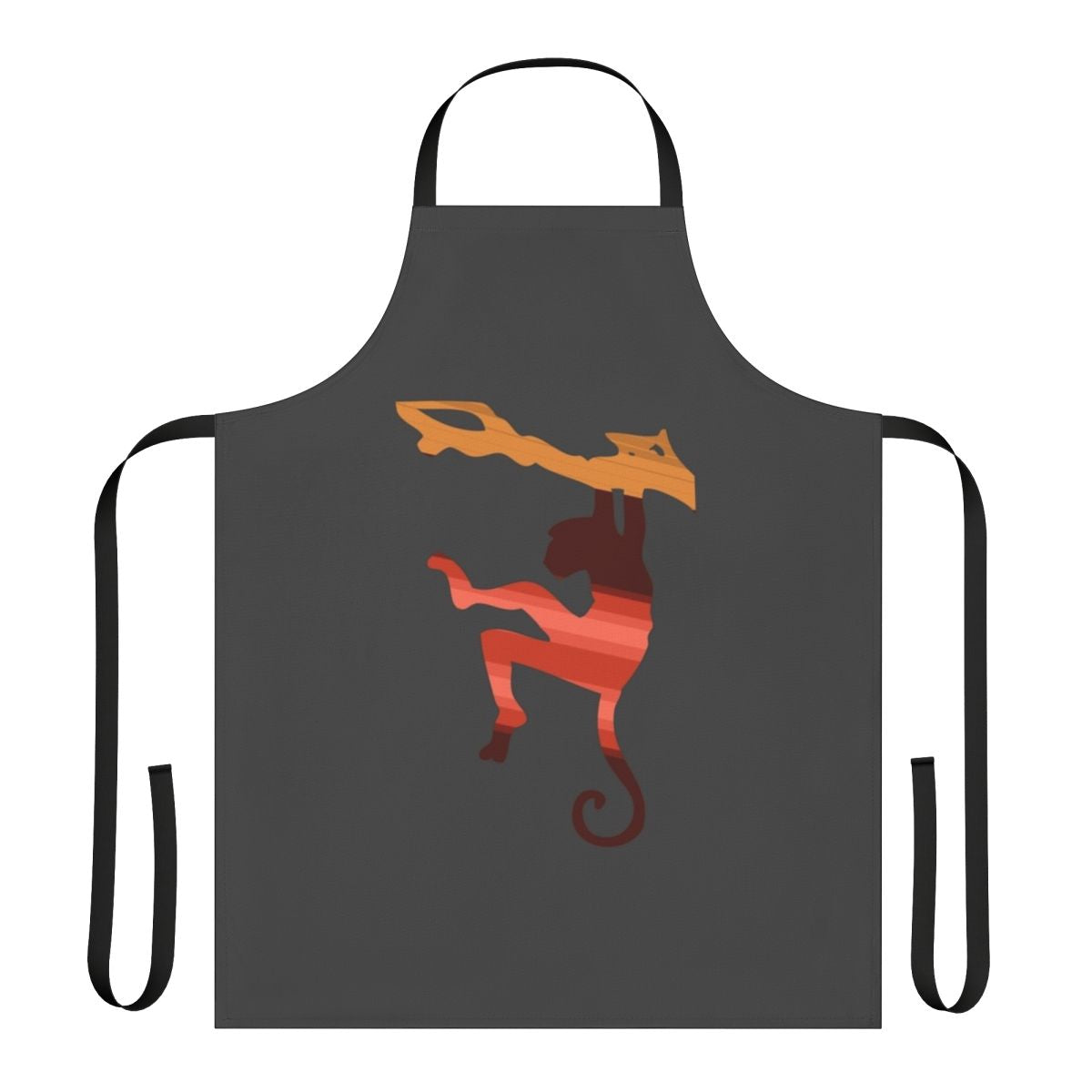 Vibrant and playful apron featuring a monkey and legendary animals in a colorful, abstract design.