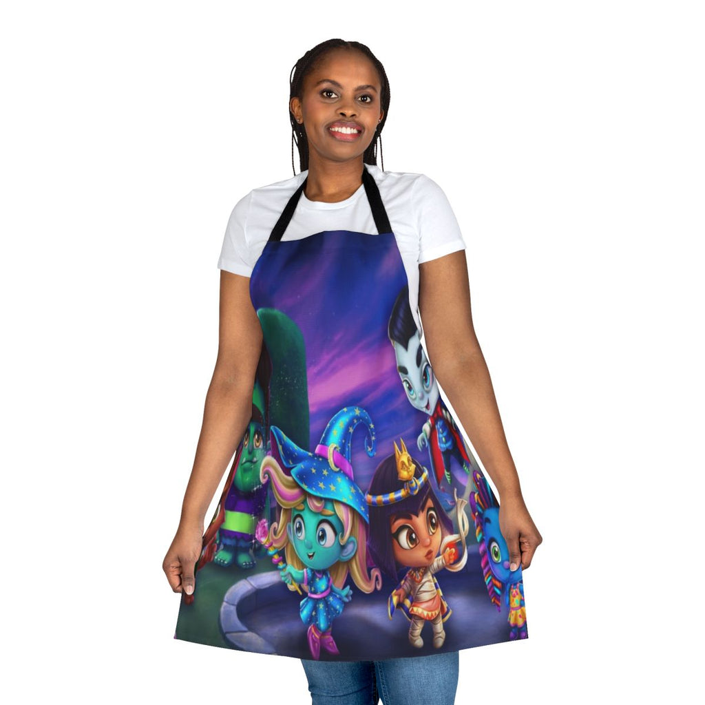 Vibrant monster-patterned apron featuring adorable Super Monsters characters