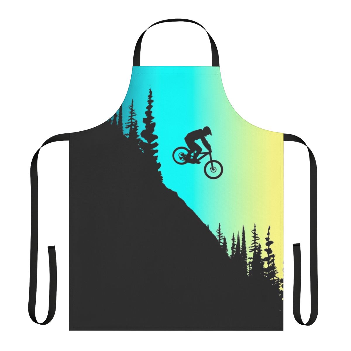 Vibrant mountain bike-themed apron for outdoor activities and hobbies