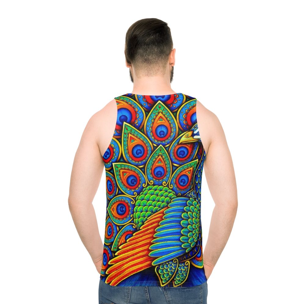 Colorful paisley peacock graphic unisex tank top