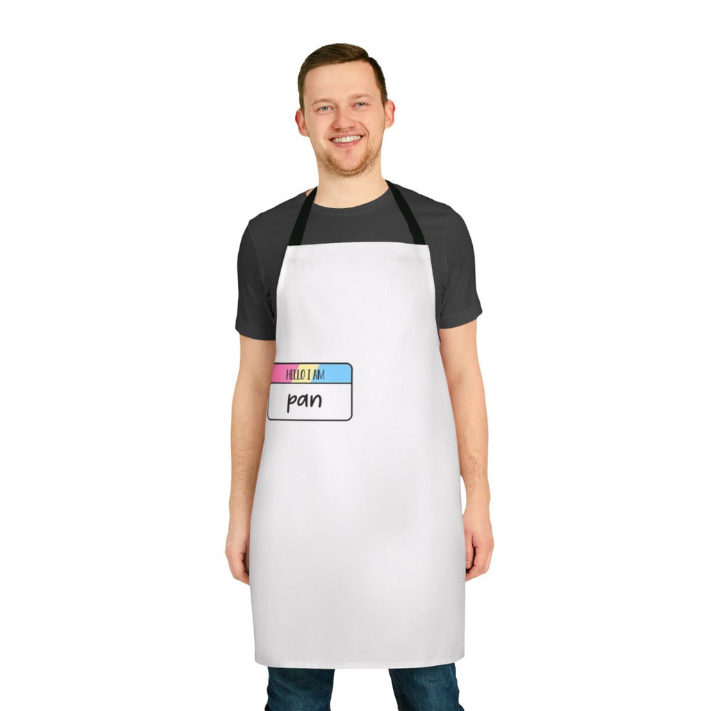 Colorful pan pride flag design printed on a high-quality cotton apron