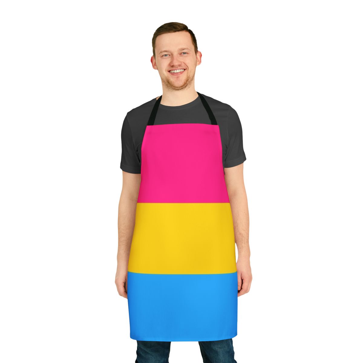 Pansexual pride flag design printed on a high-quality apron