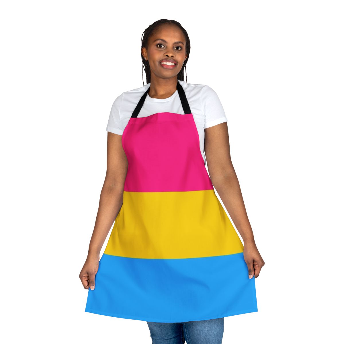 Pansexual pride flag design printed on a high-quality apron
