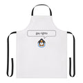 A vibrant apron featuring a penguin design in rainbow colors, representing LGBTQ pride.