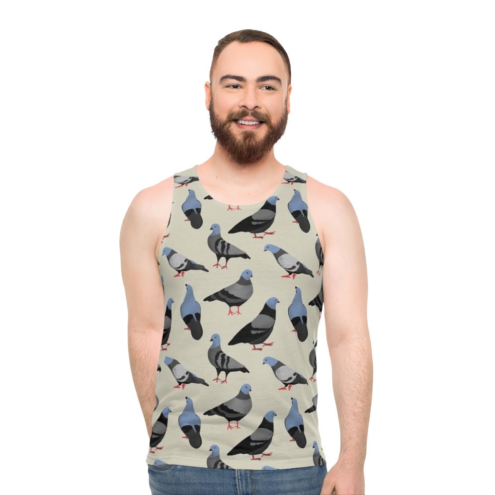 Colorful pigeon pattern unisex tank top