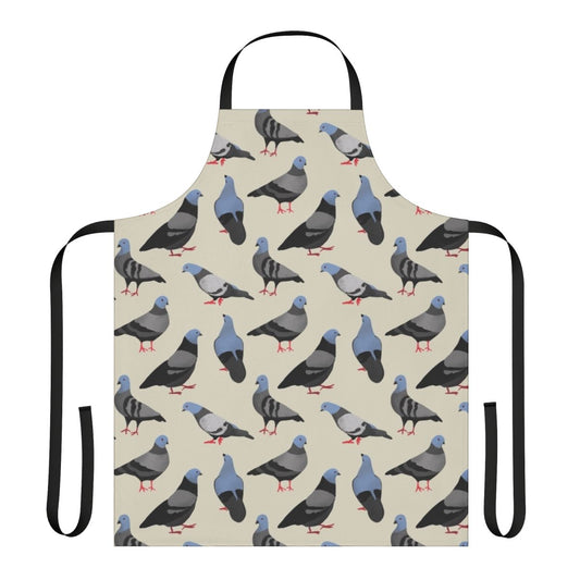 Colorful apron with a pigeon pattern design, ideal for bird enthusiasts