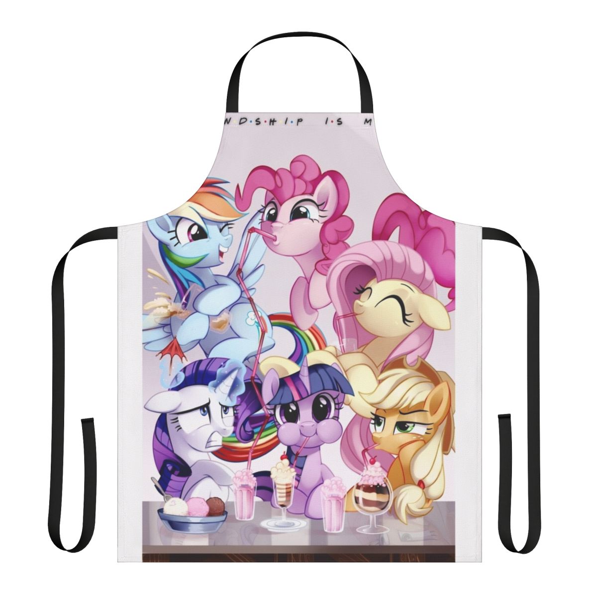 Vibrant pony-themed apron featuring characters from the popular My Little Pony: Friendship Is Magic show.