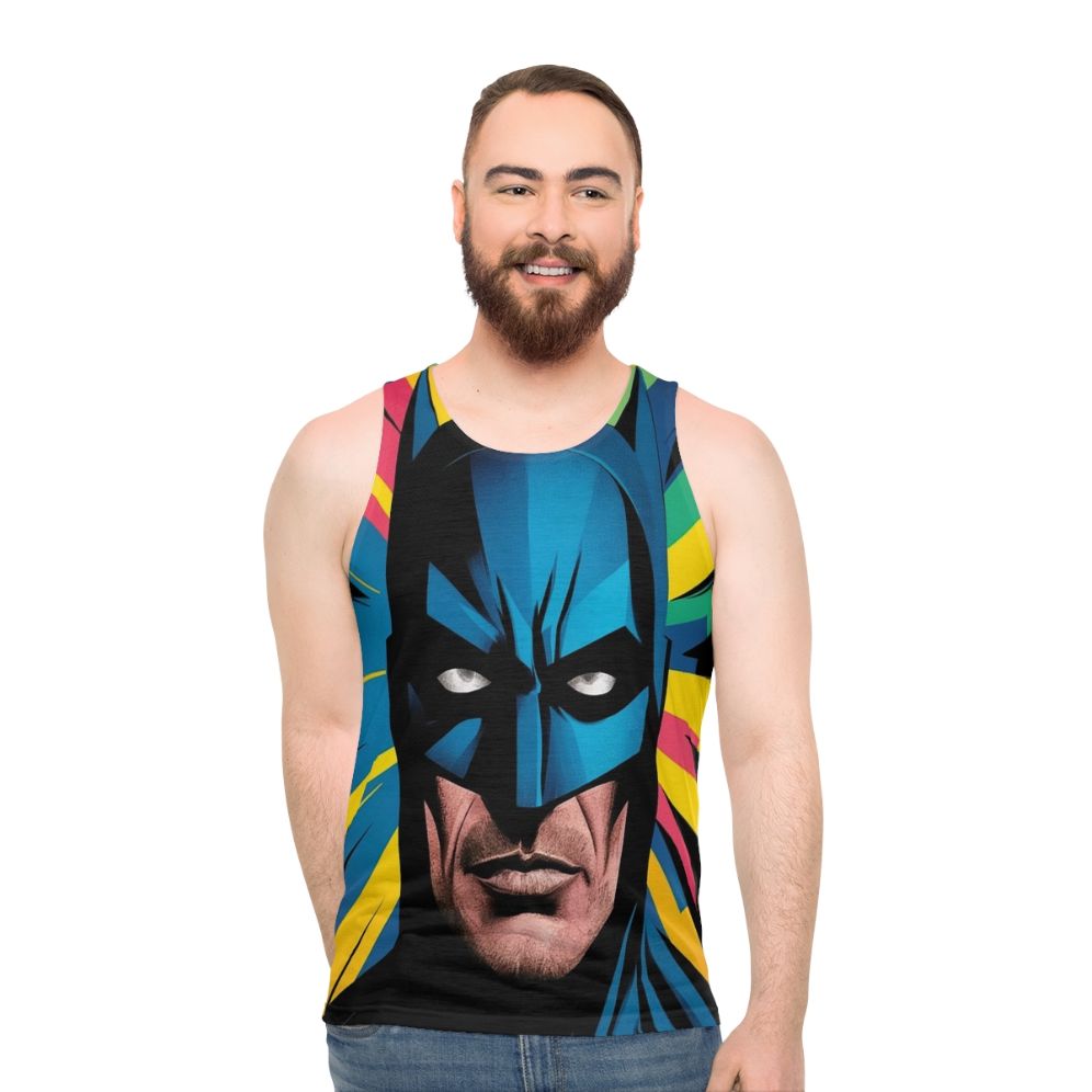 Colorful pop art style superhero bat unisex tank top
