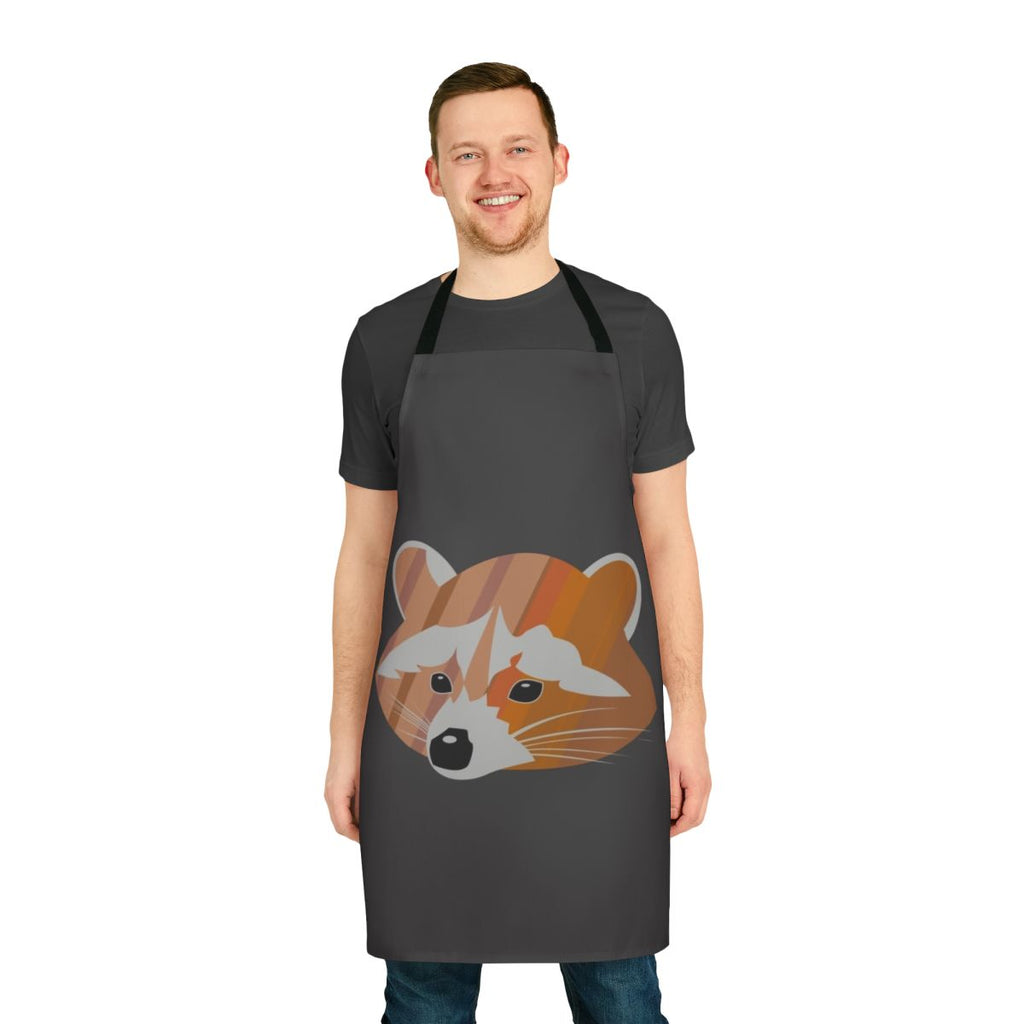 Colorful abstract illustration of a raccoon on an apron